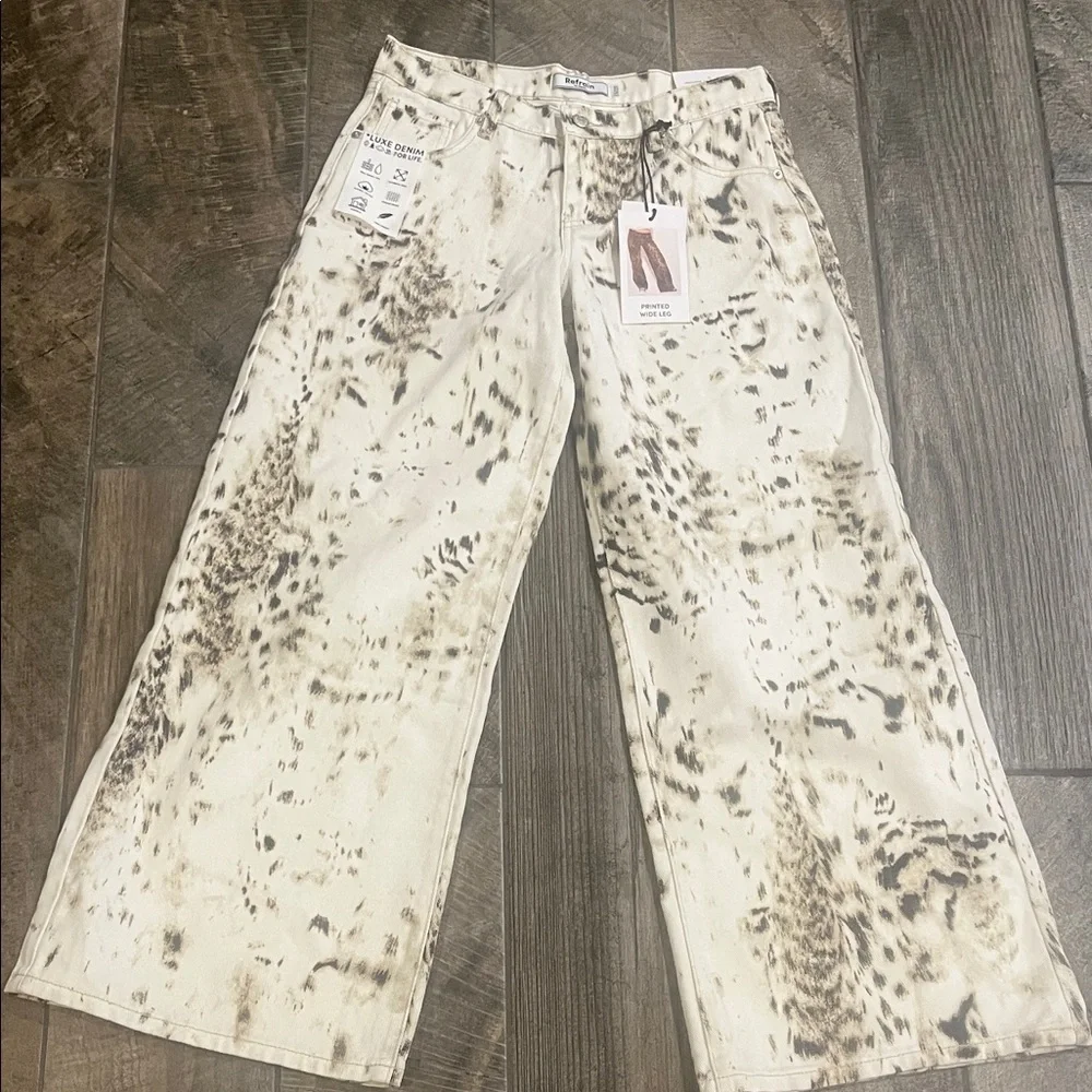 NWT Refrain animal Print Wide-Leg Jeans - Picture 1 of 2